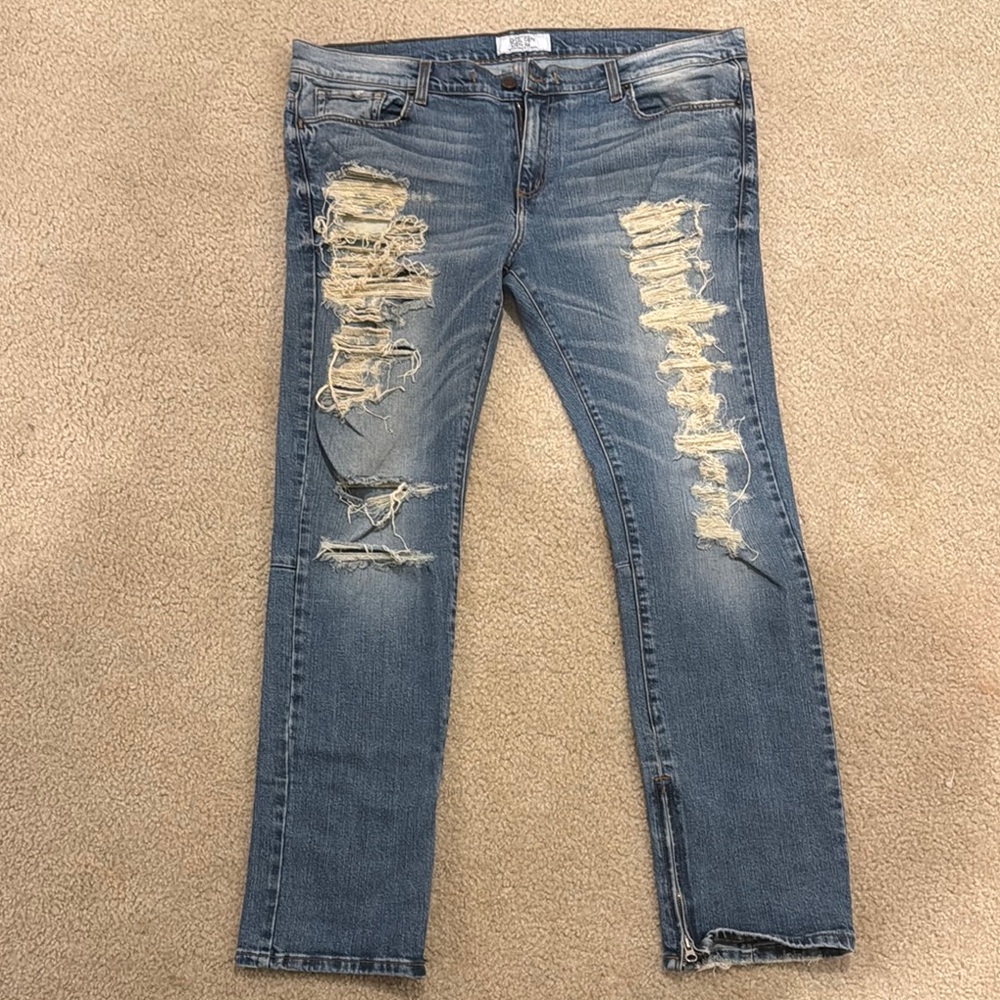 Men's Distressed Blue Jeans
